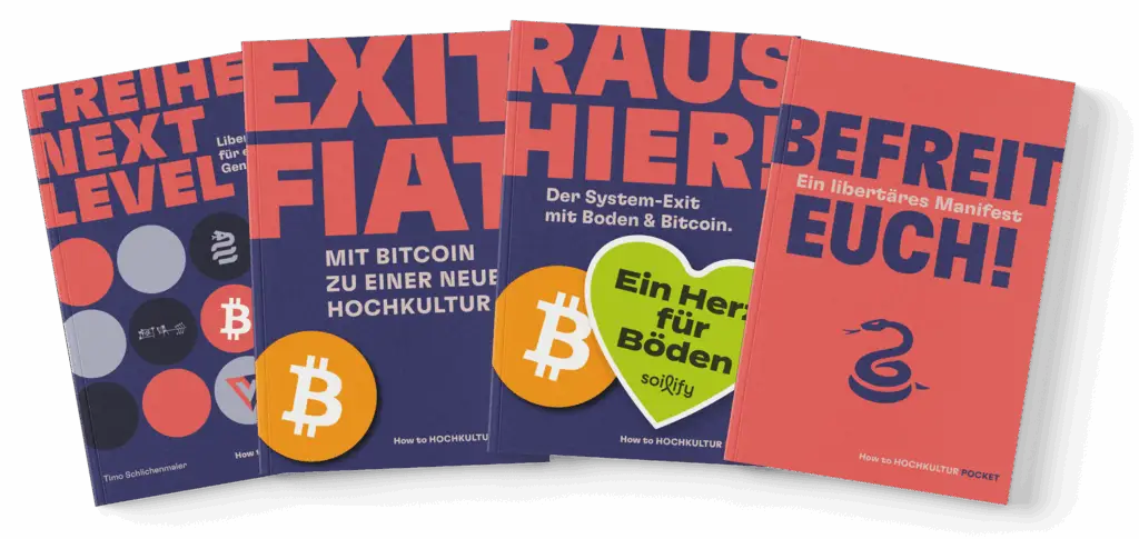 Vier Pamphlete. Vier Auswege. Aus dem System, dem Schuldgeld, der geistigen Knechtschaft – und zurück in deine eigene Kraft. „Freiheit Next Level“, „Raus hier!“, „Exit Fiat“ und „Befreit euch!“ sind keine Bücher. Sie sind Zündschnüre. Werkzeuge. Aufrufe zur radikalen Selbstermächtigung. Lies sie. Teile sie. Und dann: Fang an.