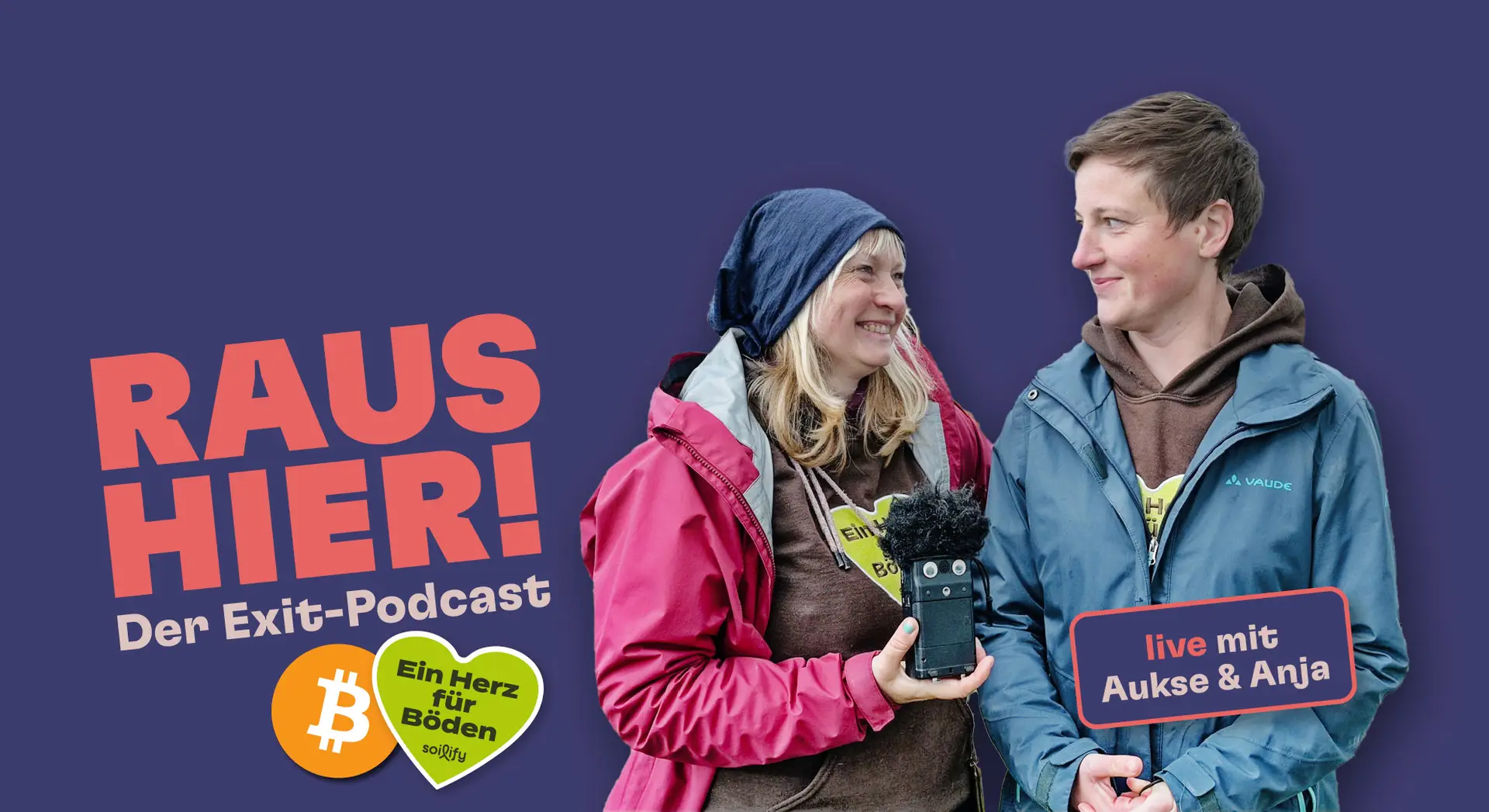 🎙 „Raus hier! Der Exit-Podcast“ – Jeden Sonntag live mit Aukse & Anja. Erfahre, wie wir unabhängige Parallelstrukturen aufbauen: Regenerative Landwirtschaft, Gesundheit, Bitcoin & Bildung ohne Staat. Hochkarätige Gäste, radikale Lösungen – jetzt live einschalten! 🚀