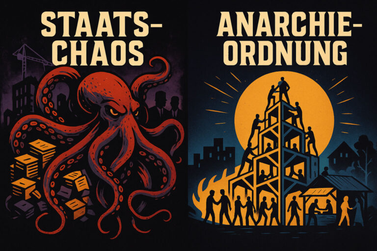 Anarchie ist nicht Chaos – der Staat ist es. Bürokratie, Großprojekte, Diktaturen: Wie Rothbards Anarchokapitalismus echte Ordnung schafft.