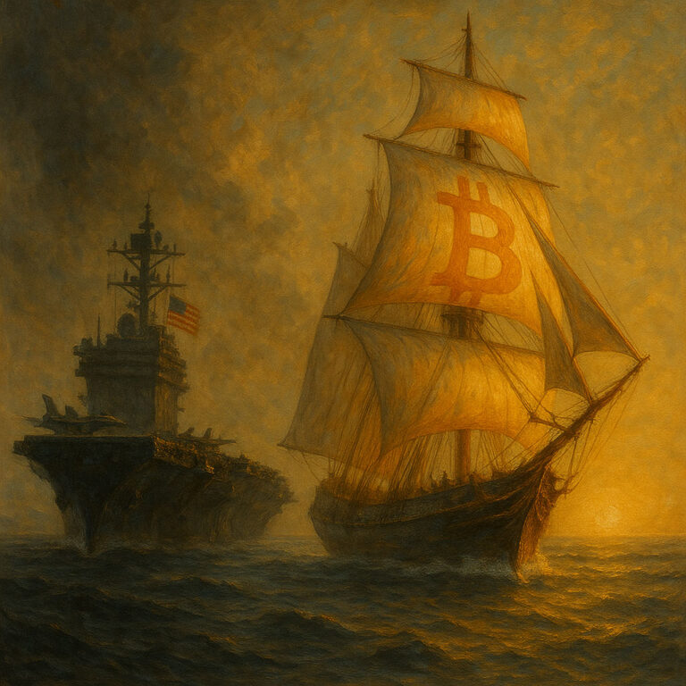 Der Dollar funktioniert seit Jahrzehnten als Weltleitwährung nur durch militärische Gewalt – ein „Proof of Weapons“. Bitcoin ist das friedliche Gegenmodell: eine Währung, deren Wert aus Energie, Arbeit und Mathematik entsteht, nicht aus Flugzeugträgern. Ein hochkultureller Blick auf Petrodollar, Geopolitik und die Freiheit des Proof of Work.