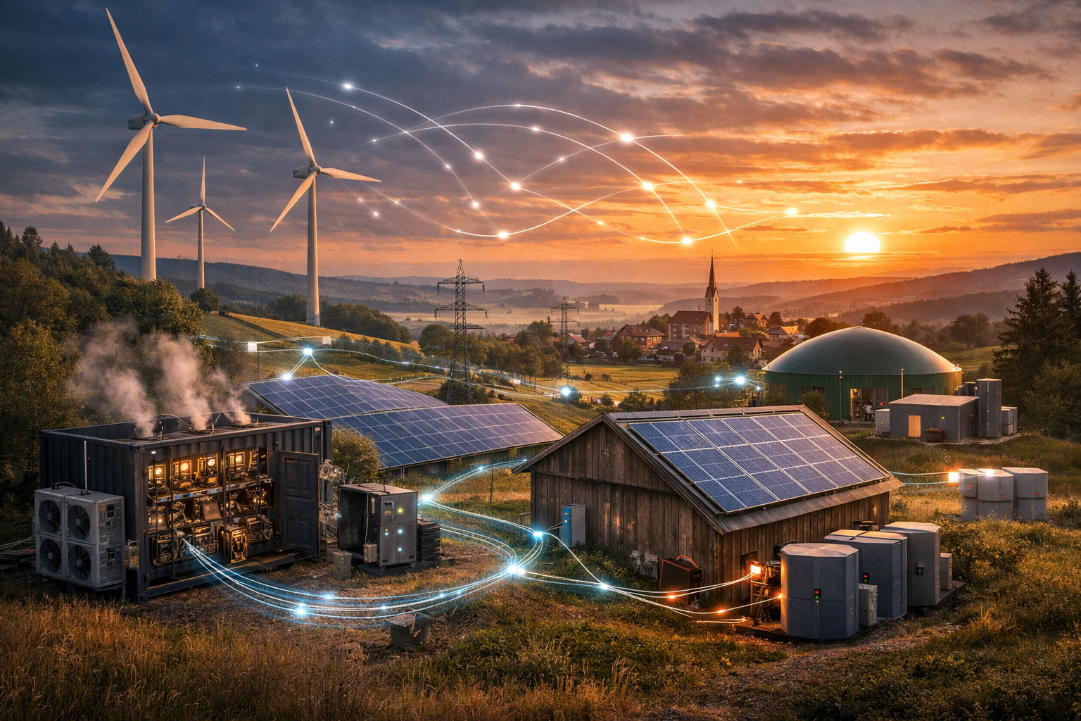 Dezentrale Energie und dezentrales Geld zusammengedacht: Ein Hochkultur-Essay über regionale Autarkie, Microgrids, flexible Lasten, Bitcoin und neue Möglichkeiten für Kommunen und freie Städte.