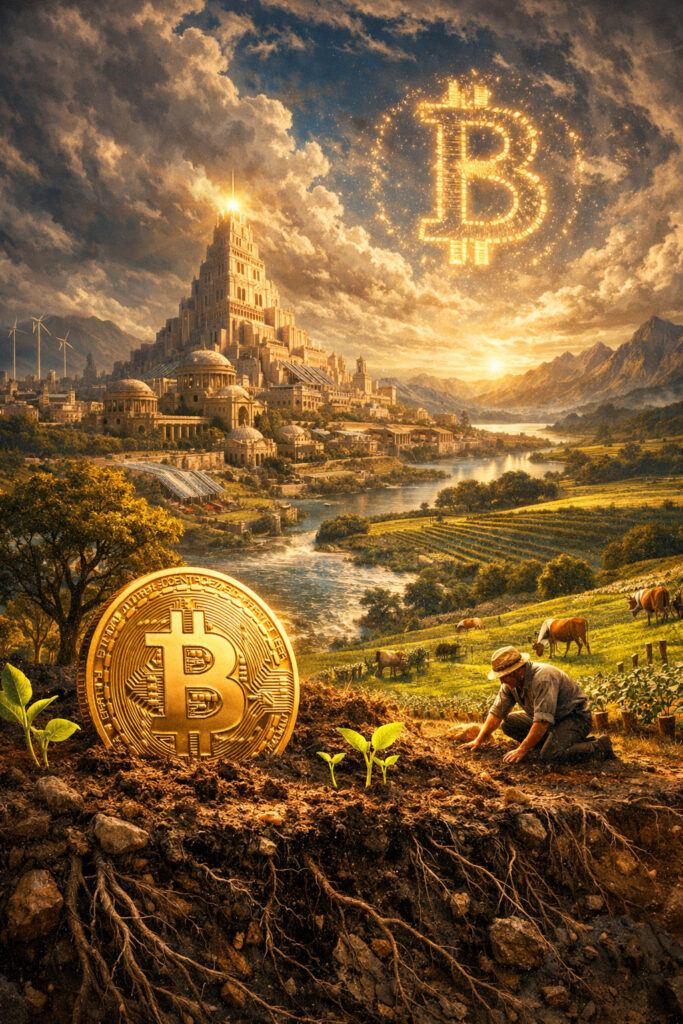 Warum scheitern Hochkulturen immer wieder? Dieser Grundlagentext zeigt, wie Geldentwertung und Bodenzerstörung zusammenhängen – und warum Bitcoin und regenerative Landwirtschaft erstmals einen gemeinsamen Ausweg eröffnen.